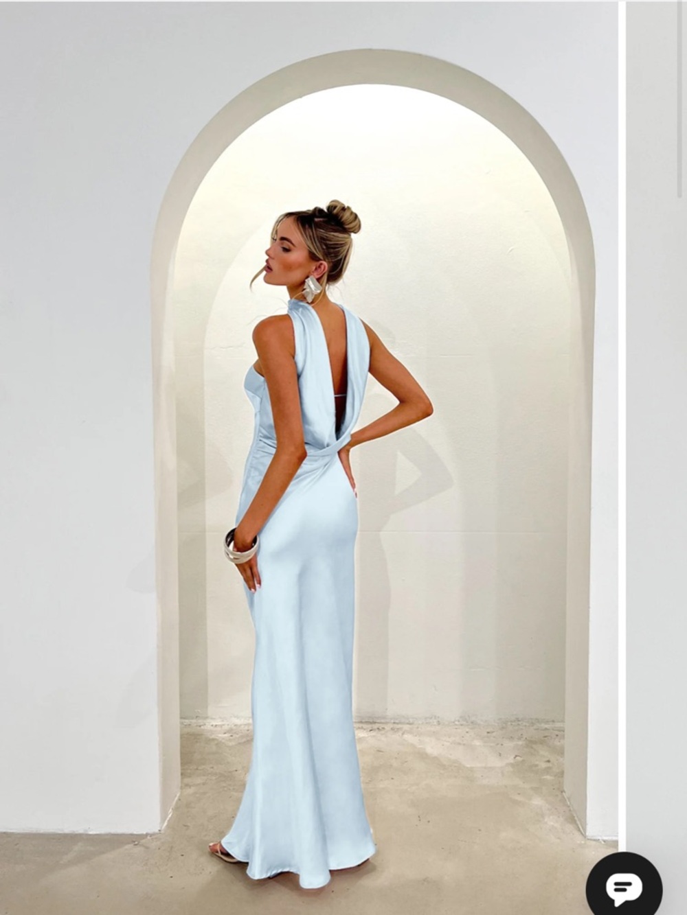 Selfie Leslie-Damsel Reverse Halter Maxi Dress Baby Blue